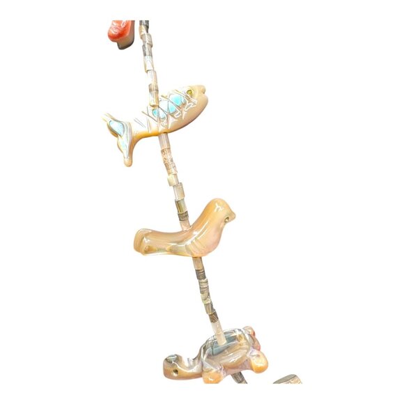 Vintage Zuni Bird Fish Fetish Necklace Matching Earrings Carved Native American - Picture 13 of 15